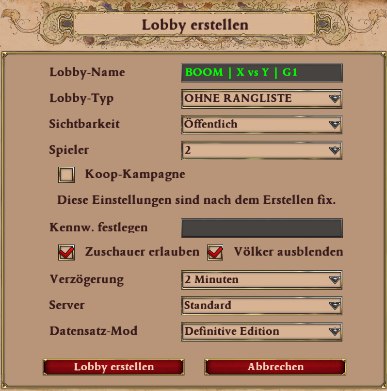 Lobby Erstellung