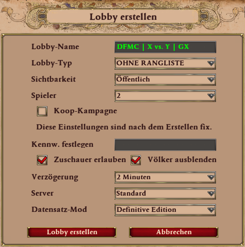 Lobby Erstellung