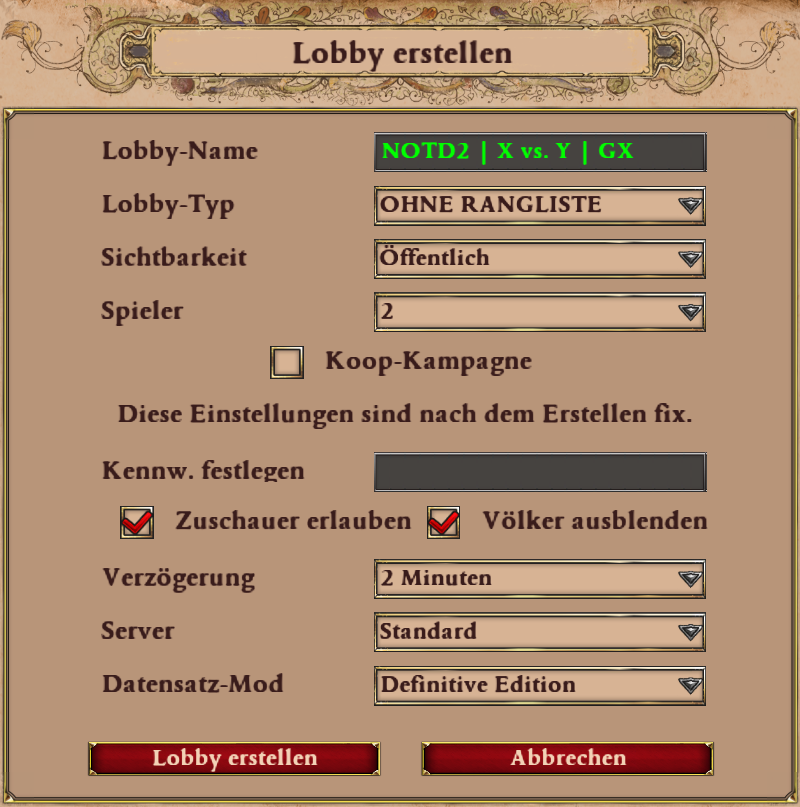 Lobby Erstellung